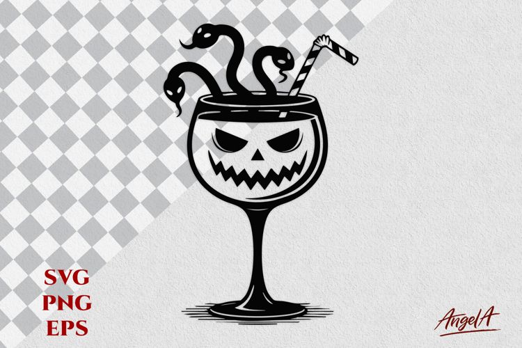 Jack o lantern face svg Halloween Wine glass Svg Snake