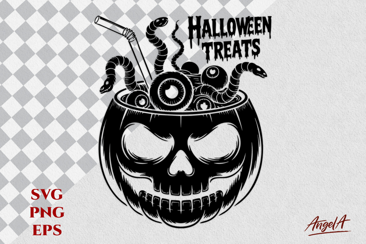 Jack o lantern face svg Halloween treats worms Witches brew