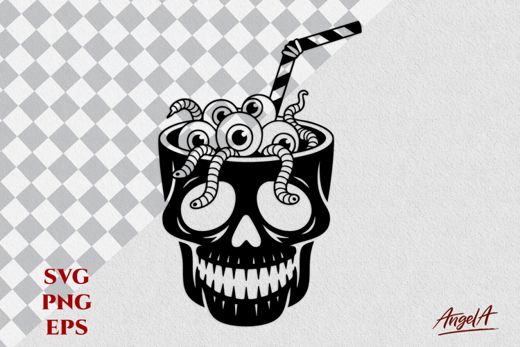 Halloween Skull face SVG horror cocktail T-shirt print