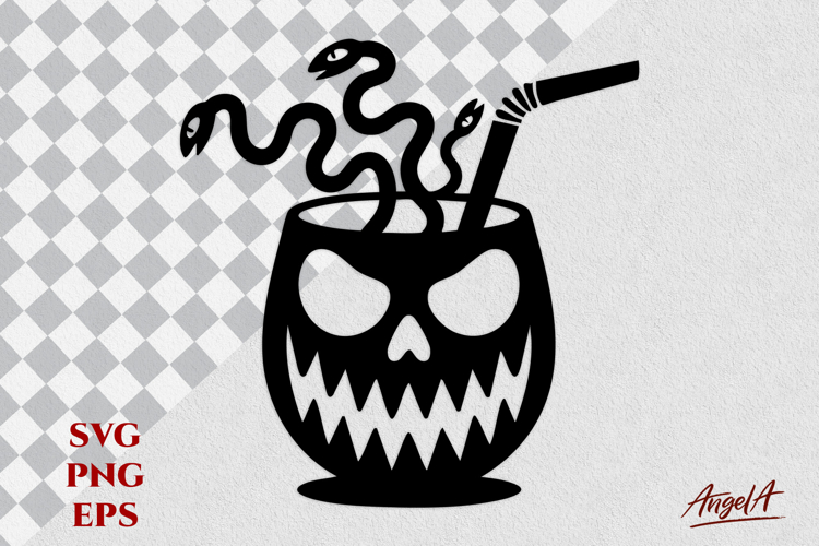 Halloween wine glass horror face SVG T-shirt print cocktail