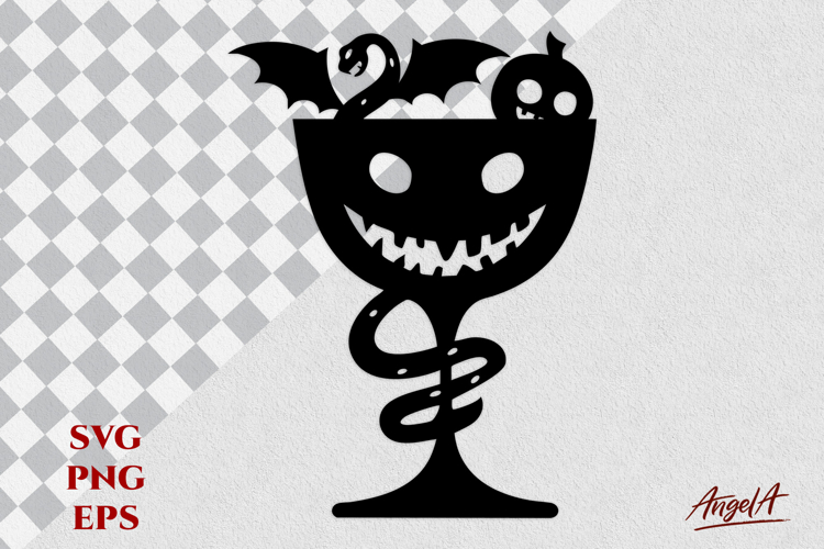 Jack o lantern face Cocktail glass SVG Halloween horror