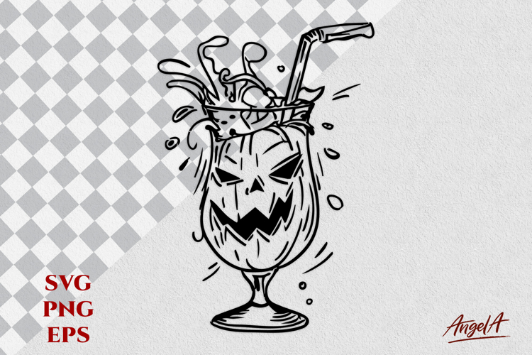 Wine Cocktail glass SVG Halloween horror pumpkin face