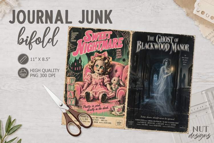 Vintage Halloween Horror Poster Bifold Journal Junk example image 1