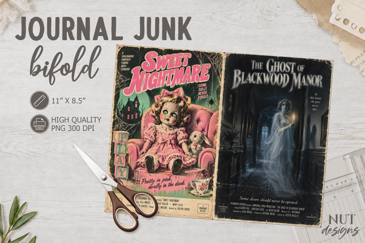 Vintage Halloween Horror Poster Bifold Journal Junk