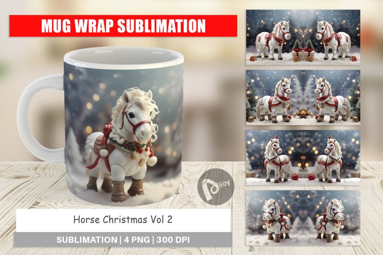 Mug sublimation design Horse Christmas