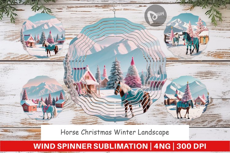 Wind Spinner Horse and Winter Landscape