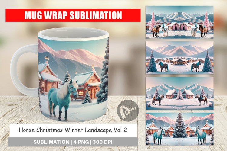 Mug Wrap Horse and Winter Landscape