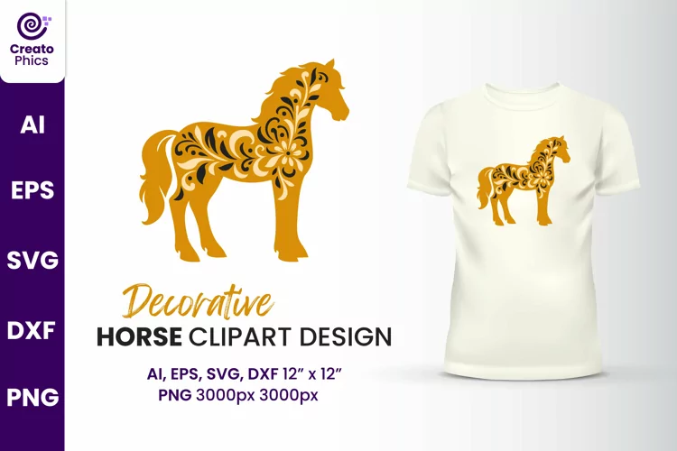 Decorative horse clipart | printable animal sublimation SVG