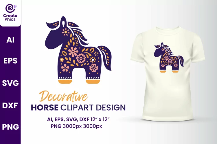 Decorative horse clipart | printable animal sublimation SVG