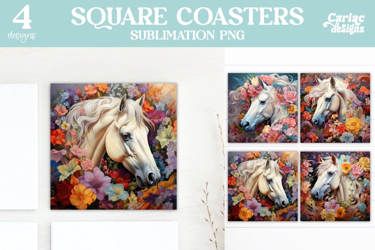 Flowers Coaster Sublimation, Horse Coasters