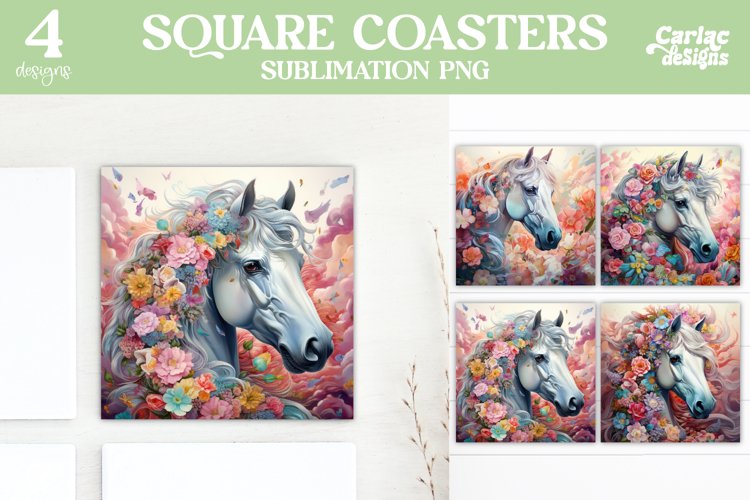 Flowers Coaster Sublimation, Horse Coasters