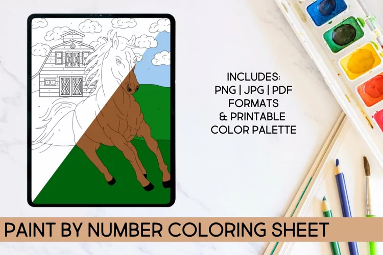 Paint by Number Horse Coloring Sheet