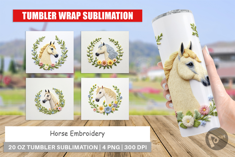 Tumbler Horse Embroidery