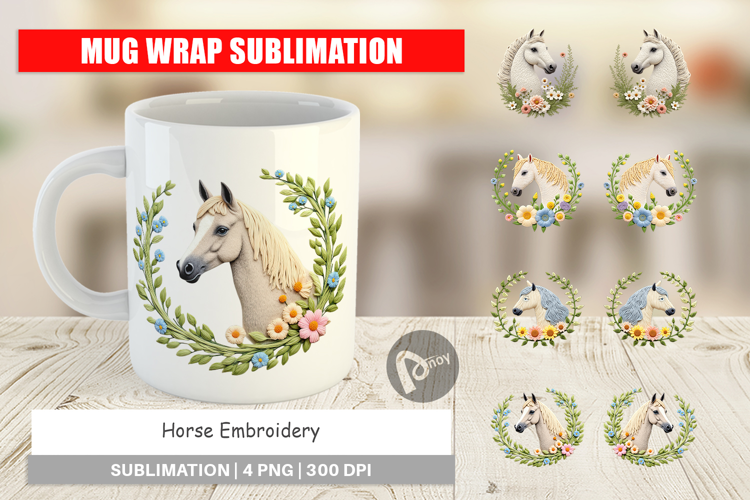Mug Wrap Horse Embroidery