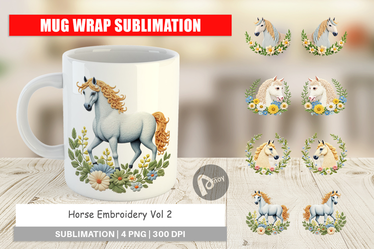 Mug Wrap Horse Embroidery