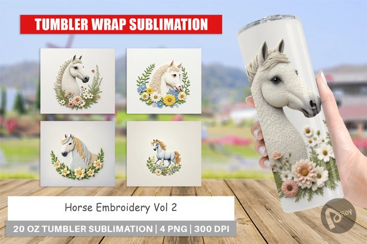 Tumbler Horse Embroidery