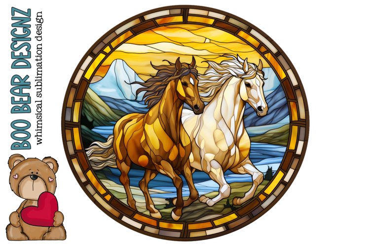 Stain Glass Horse Wind Spinner Sublimation design example image 1