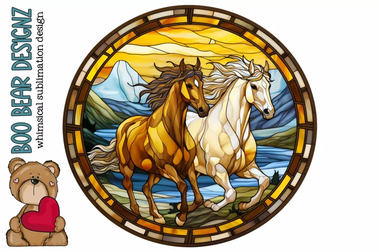 Stain Glass Horse Wind Spinner Sublimation design