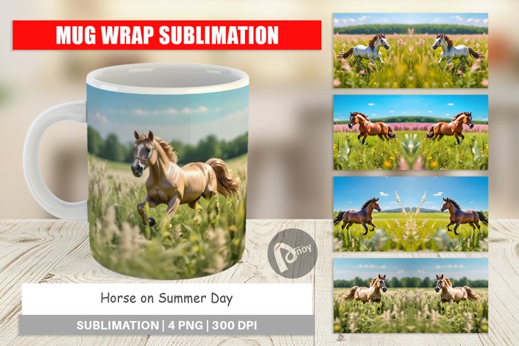 Mug Wrap Design Horse on Summer Day