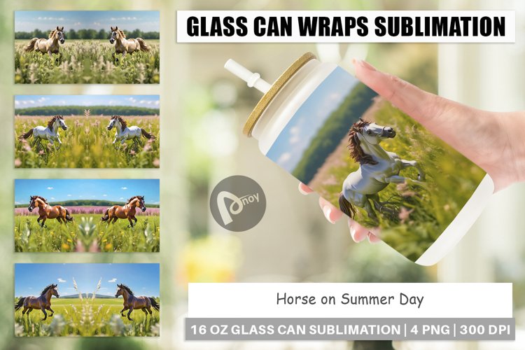 Glass Can Wraps Horse on Summer Day