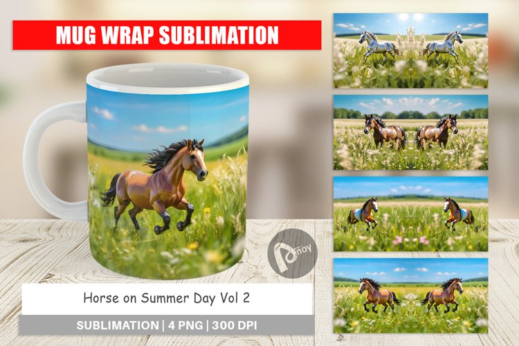 Mug Wrap Design Horse on Summer Day