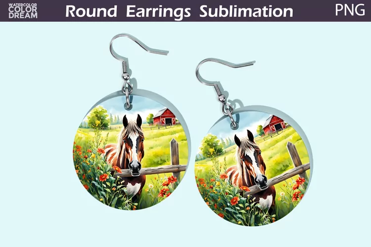 Hors Round Earrings | Farm Animal Earrings