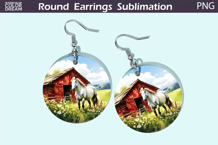 Hors Round Earrings | Farm Animal Earrings