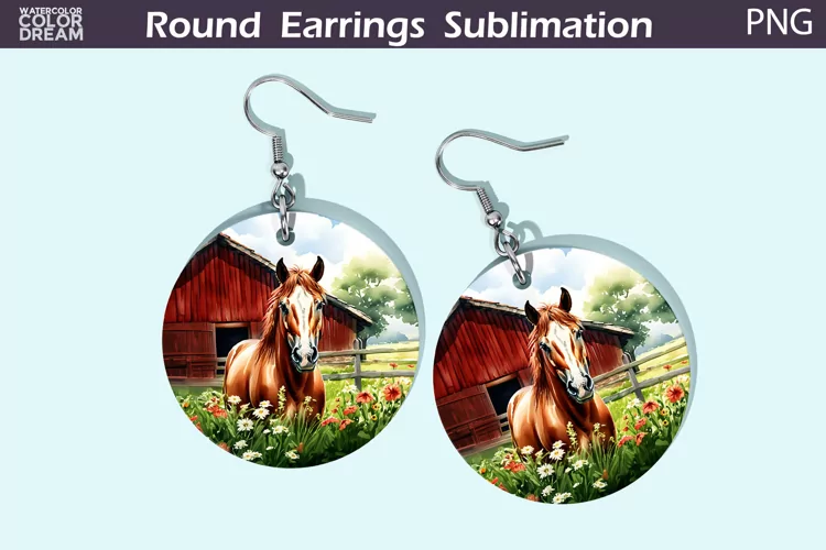 Hors Round Earrings | Farm Animal Earrings