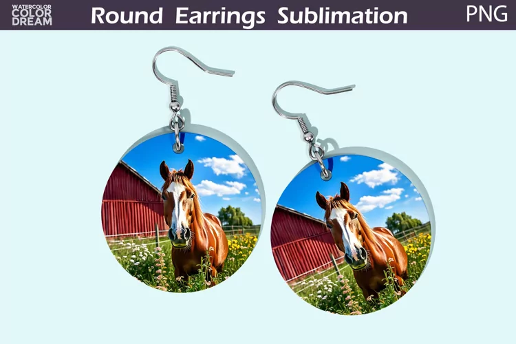 Hors Round Earrings | Farm Animal Earrings