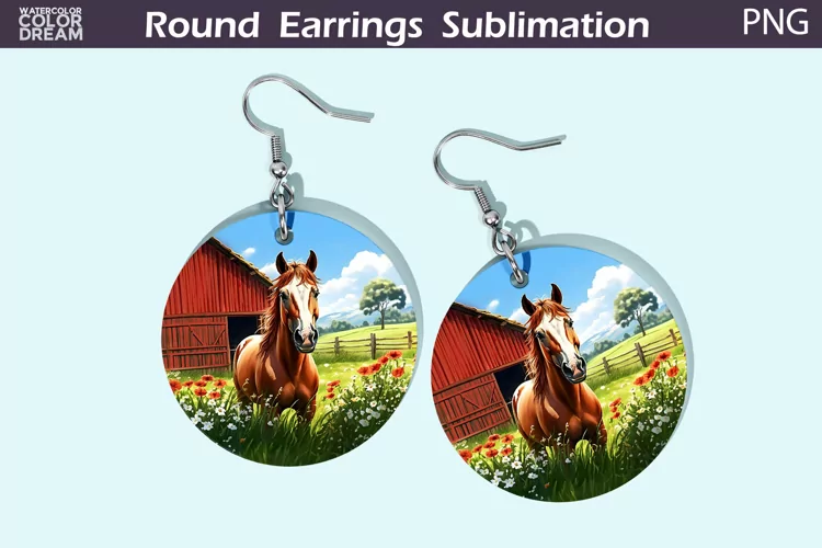 Hors Round Earrings | Farm Animal Earrings