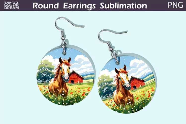 Hors Round Earrings | Farm Animal Earrings
