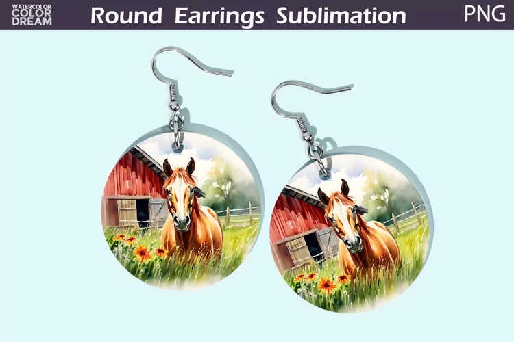 Hors Round Earrings | Farm Animal Earrings