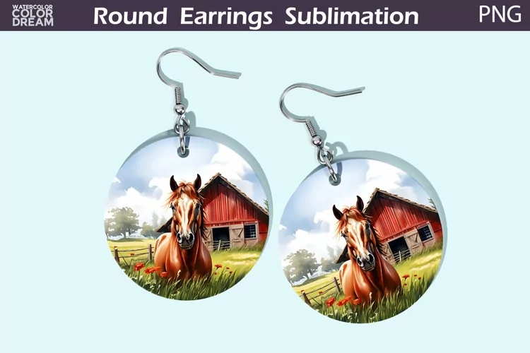 Hors Round Earrings | Farm Animal Earrings