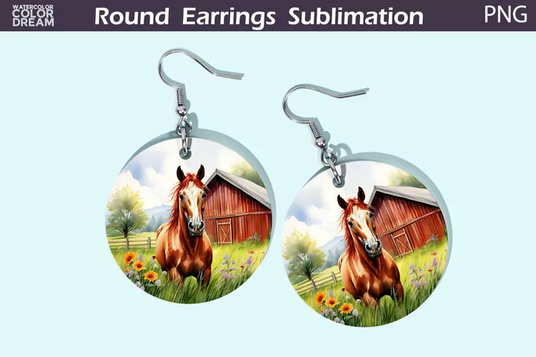 Hors Round Earrings | Farm Animal Earrings