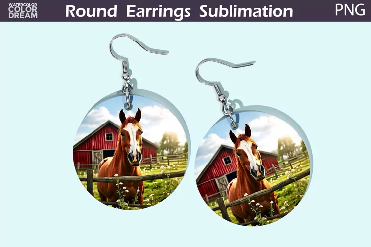Hors Round Earrings | Farm Animal Earrings