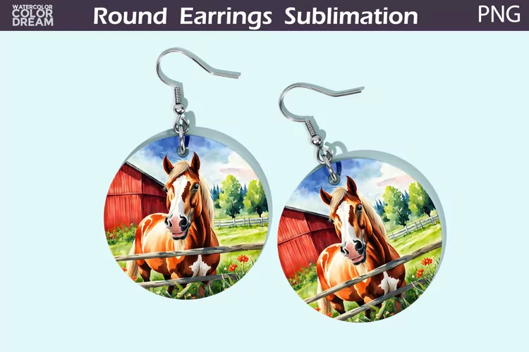 Hors Round Earrings | Farm Animal Earrings