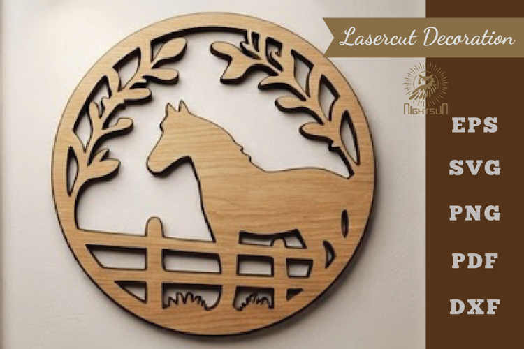 Horse Round Lasercut Decoration SVG