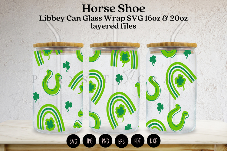 Horse Shoe St Patricks Day Libbey Beer Glass Can Wrap SVG