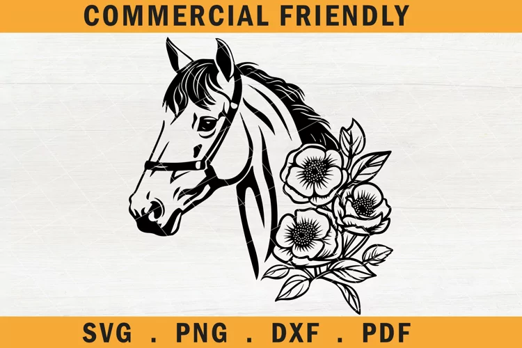 Horse SVG, Horse with Flowers SVG, Horse cut file,mare svg