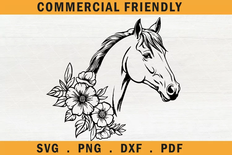Horse SVG, Horse with Flowers SVG, Horse cut file,mare svg 2