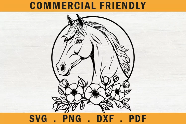 Horse SVG, Horse with Flowers SVG, Horse cut file,mare svg 3