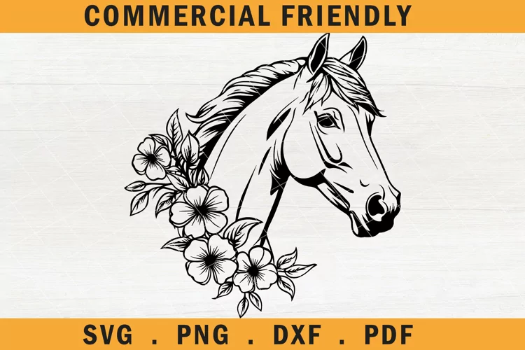 Horse SVG, Horse with Flowers SVG, Horse cut file,mare svg 8