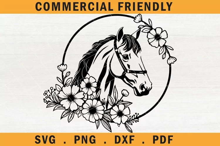 Horse SVG, Horse with Flowers SVG, Horse cut file,mare svg 9