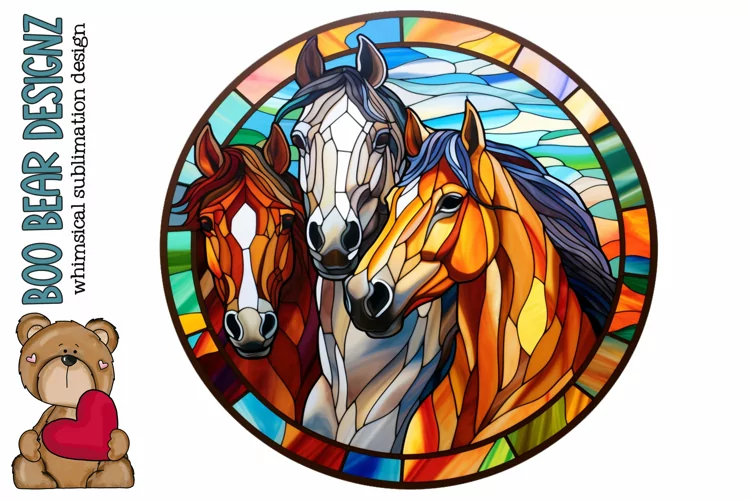 Stain Glass Horse Sublimation design