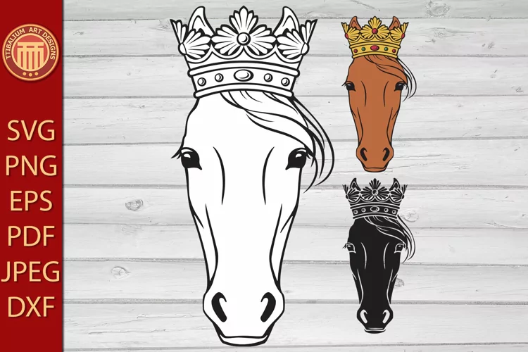 Horse Head with Crown - eps, jpg, dxf, svg, pdf, png files