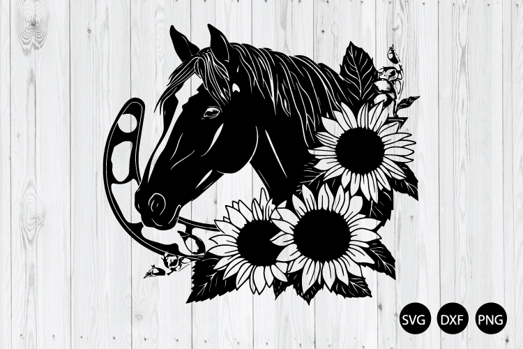 Horse With Sunflowers SVG, Horse SVG, Floral Horse SVG