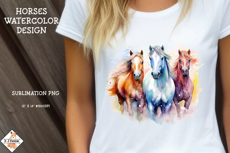 Horses Watercolor Sublimation Design