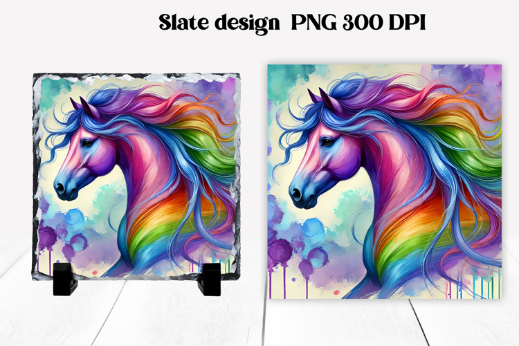Rainbow horse slate sublimation | Farm animal PNG design
