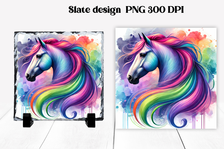 Rainbow horse slate sublimation | Farm animal PNG design
