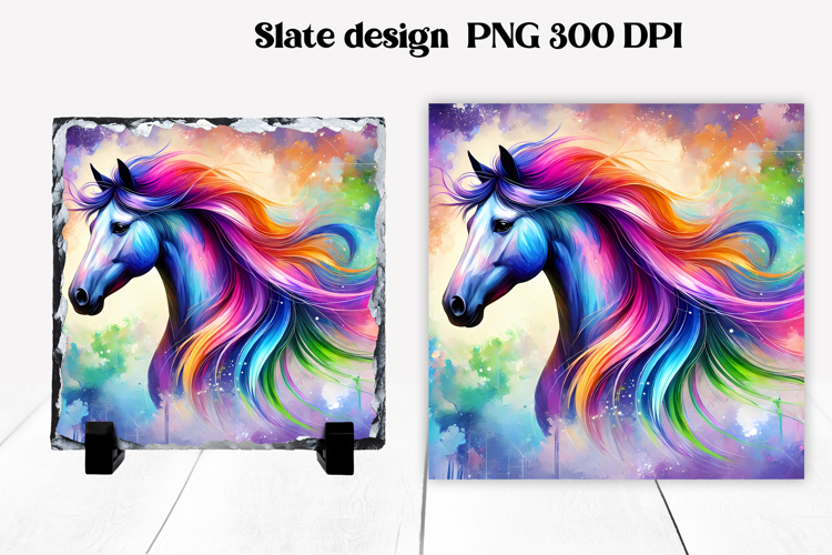 Rainbow horse slate sublimation | Farm animal PNG design